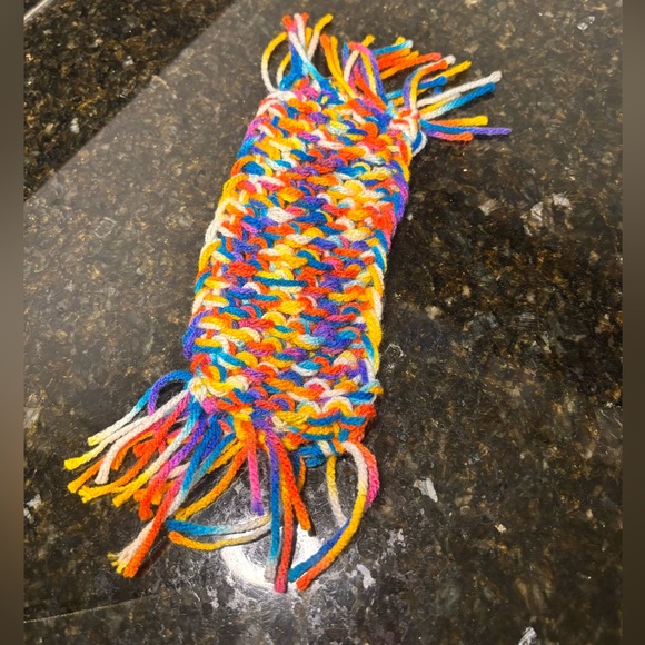 KNOT Rainbow Knitted Mug Rug Coaster - Picture 3 of 4